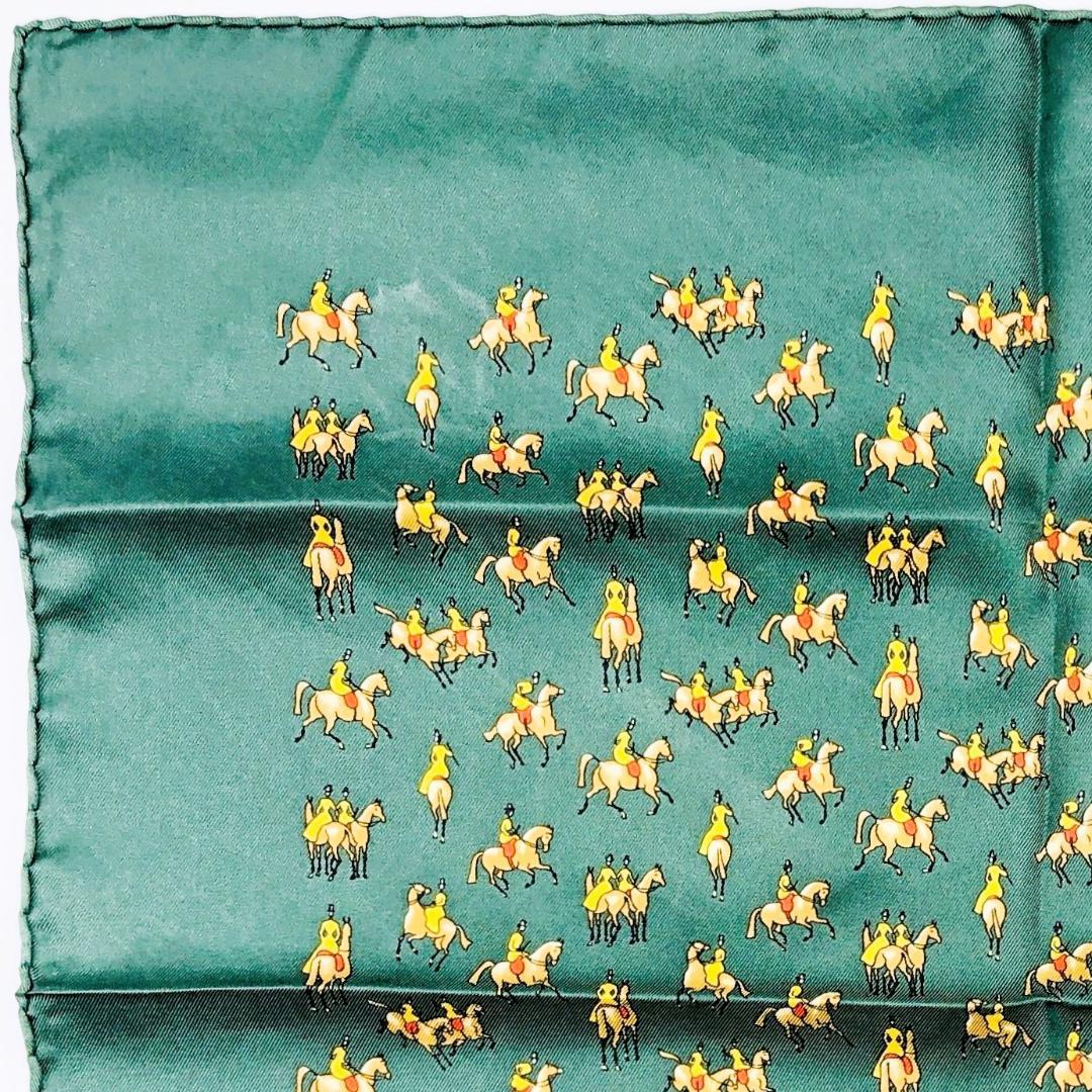 Hermes Carré 45 Equestrian Green Scarf Gavroche