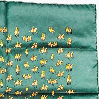 Hermes Carré 45 Equestrian Green Scarf Gavroche