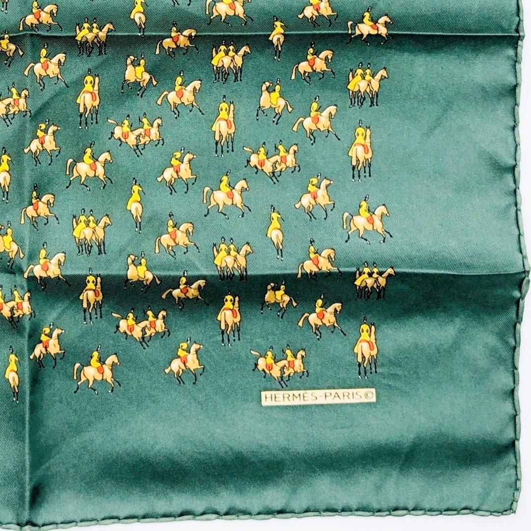 Hermes Carré 45 Equestrian Green Scarf Gavroche
