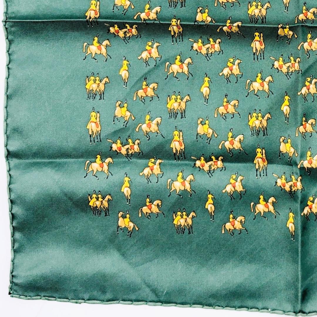 Hermes Carré 45 Equestrian Green Scarf Gavroche