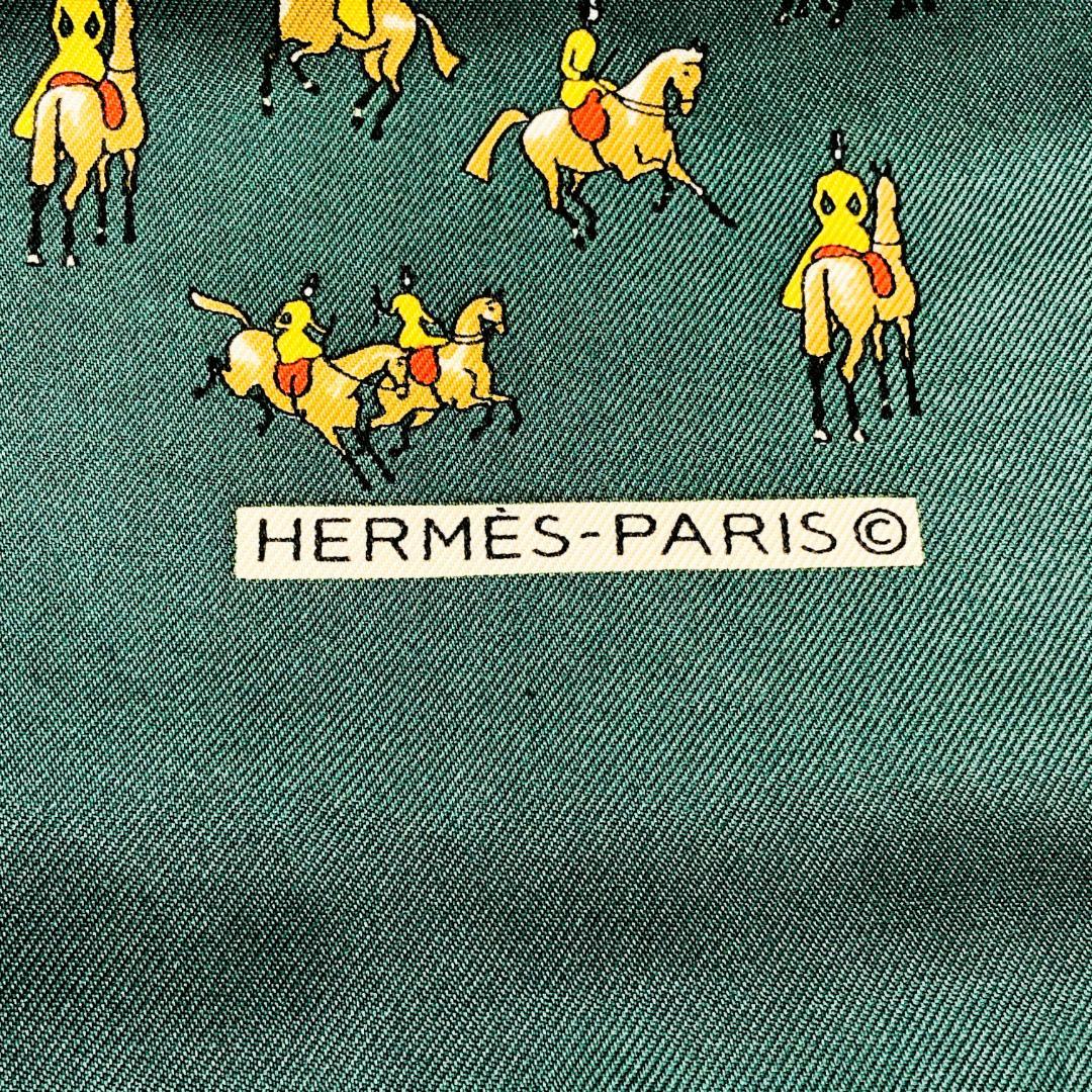Hermes Carré 45 Equestrian Green Scarf Gavroche