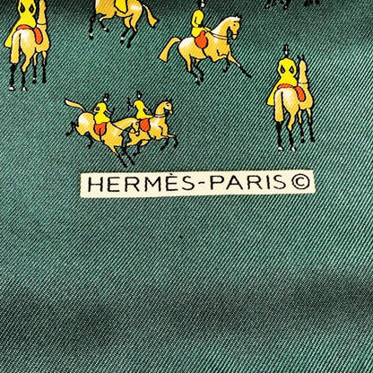 Hermes Carré 45 Equestrian Green Scarf Gavroche