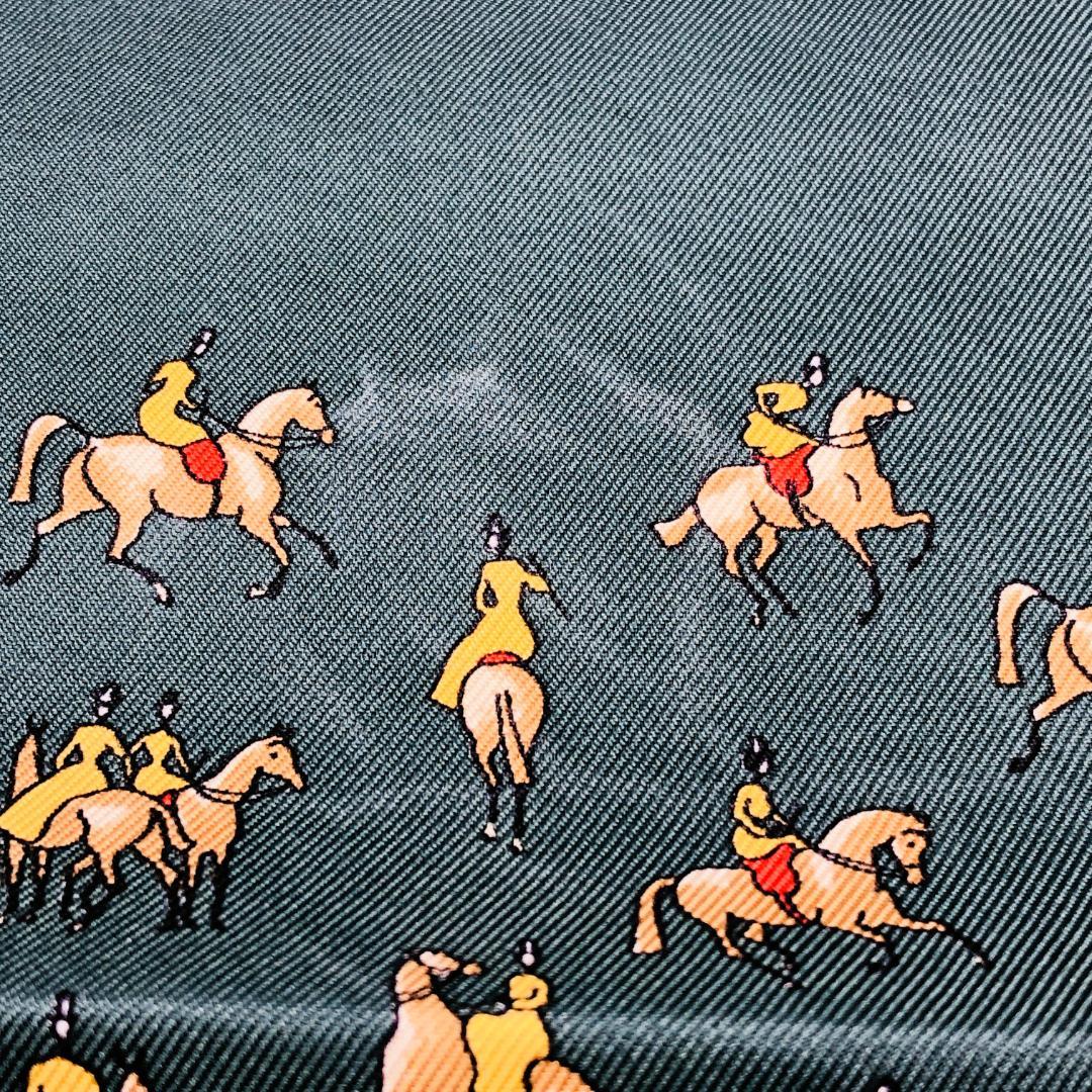 Hermes Carré 45 Equestrian Green Scarf Gavroche