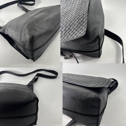 Bottega Veneta Super Shoulder Bag Leather Intrecciato Black — view 6