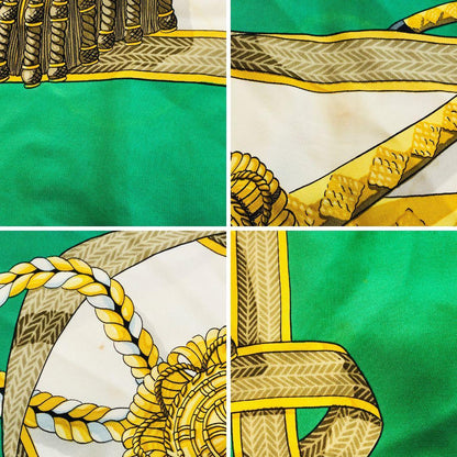 Hermes Carré 90 Head Tangle and Cocarde Green Scarf with Tags