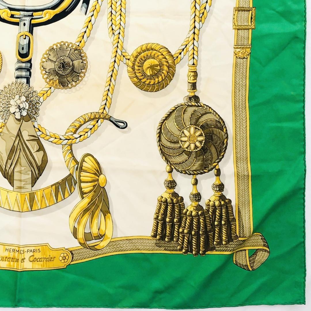 Hermes Carré 90 Head Tangle and Cocarde Green Scarf with Tags