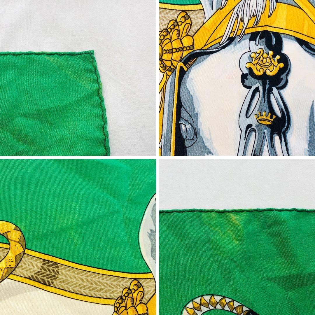 Hermes Carré 90 Head Tangle and Cocarde Green Scarf with Tags