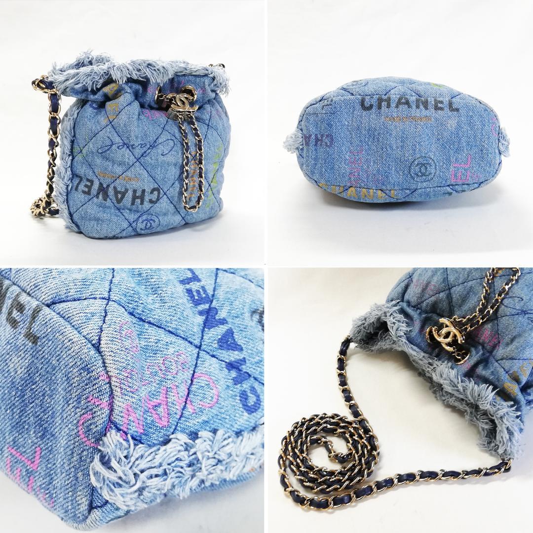 Chanel Denim Small Bucket Bag Blue — view 3