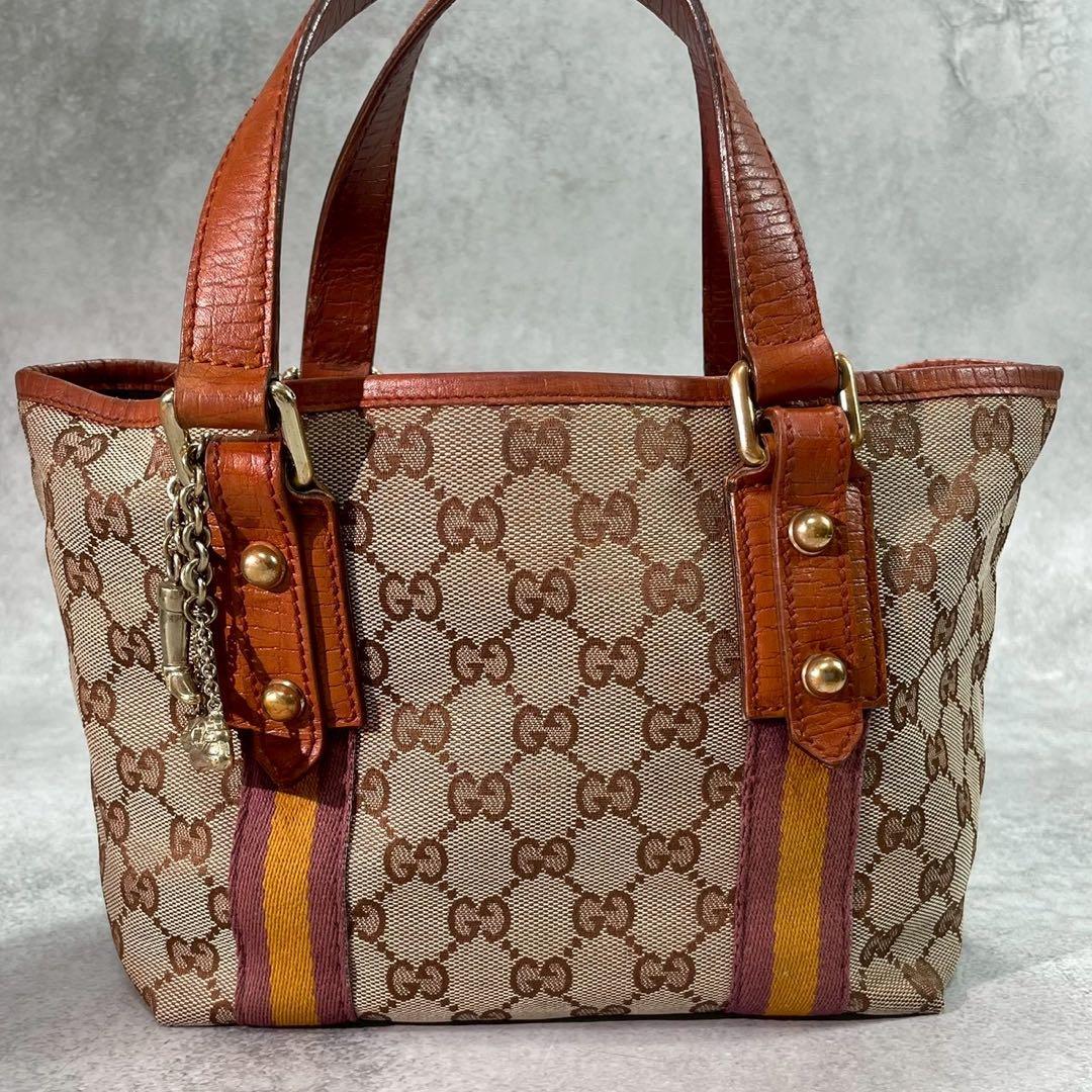 Gucci GG Sherry Line Tote Brown Leather Logo — view 2