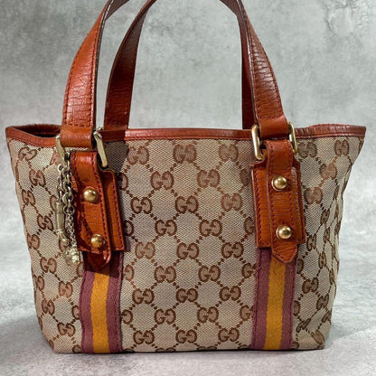Gucci GG Sherry Line Tote Brown Leather Logo — view 2