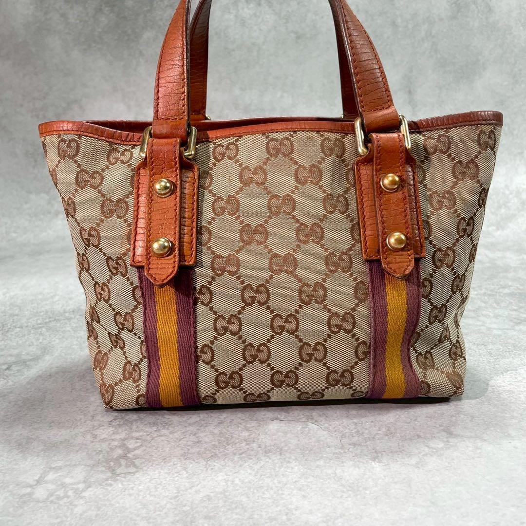 Gucci GG Sherry Line Tote Brown Leather Logo — view 3