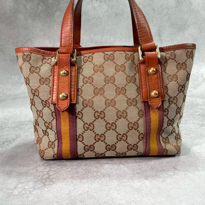 Gucci GG Sherry Line Tote Brown Leather Logo — view 3
