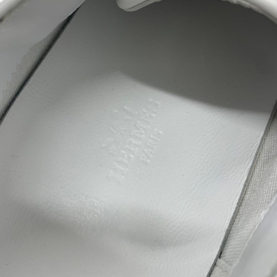 Hermes Get Canvas Leather Logo Sneakers Gray White — view 7