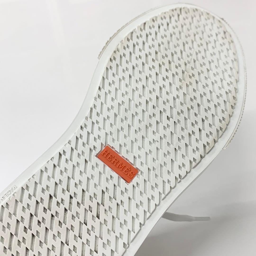 Hermes Get Canvas Leather Logo Sneakers Gray White — view 8