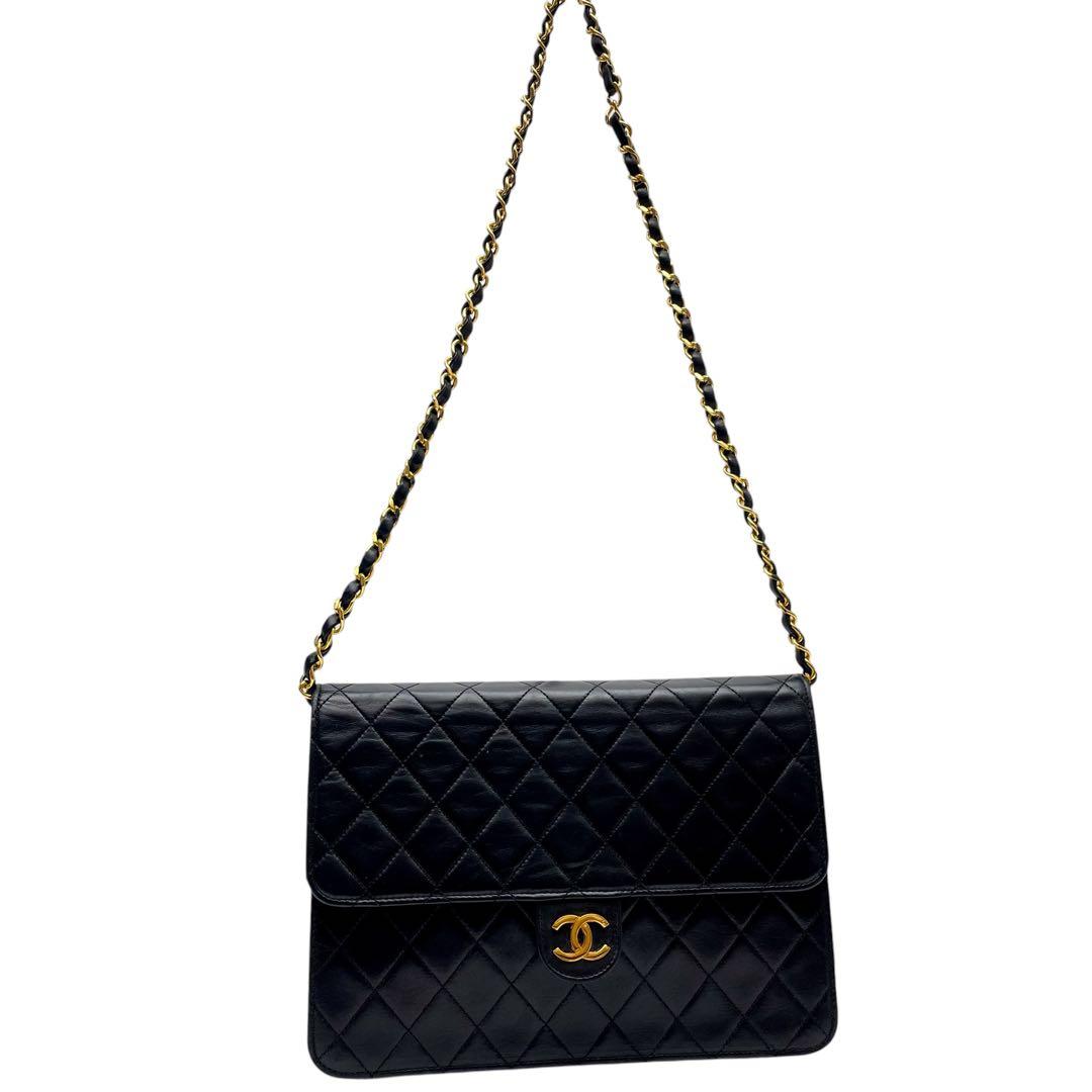 Chanel Quilted Lambskin Chain Shoulder Bag Black Coco — view 2