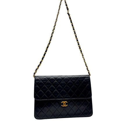 Chanel Quilted Lambskin Chain Shoulder Bag Black Coco — view 2