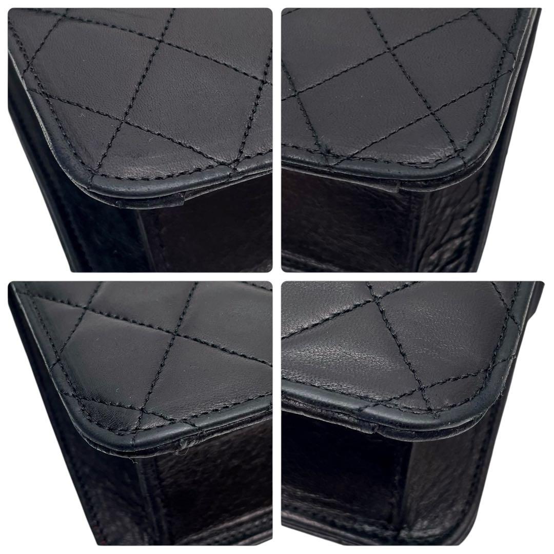 Chanel Quilted Lambskin Chain Shoulder Bag Black Coco — view 6