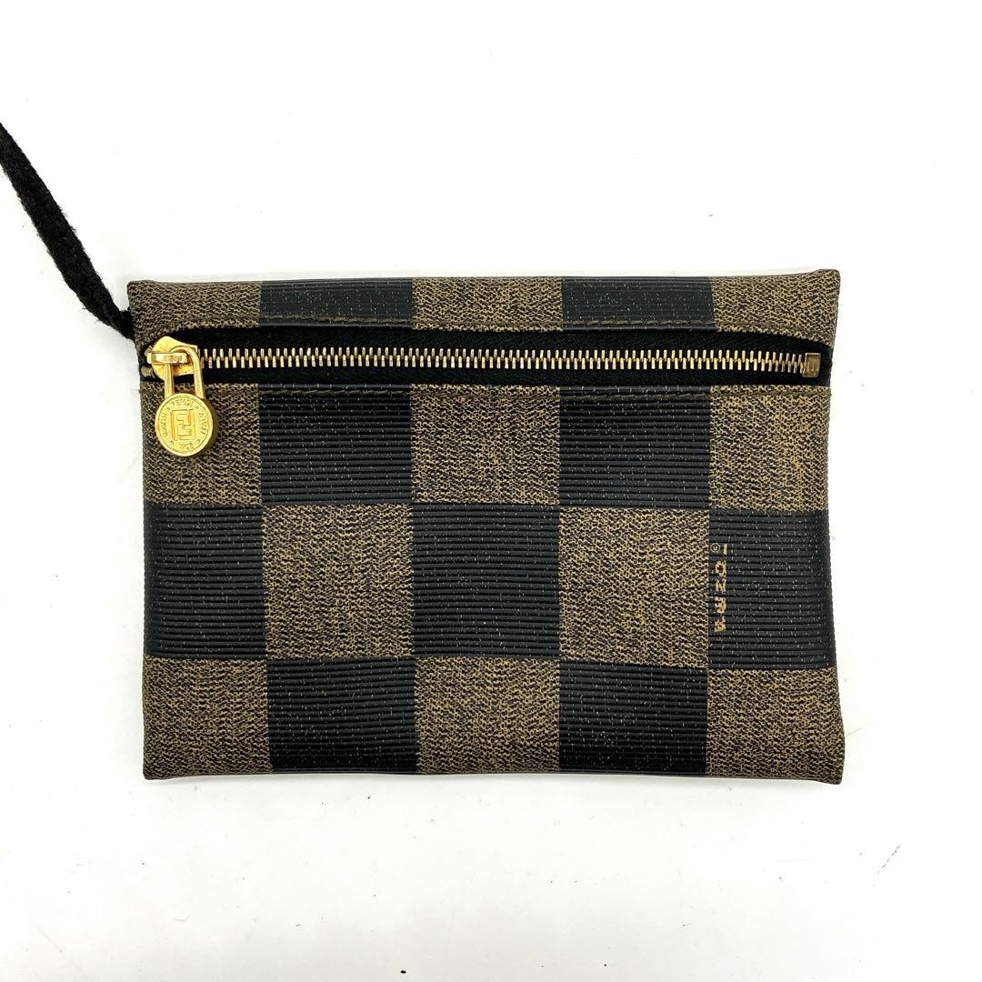 Fendi Shoulder Bag Pecan Pattern Gold Hardware Drawstring Shape PVC Leather