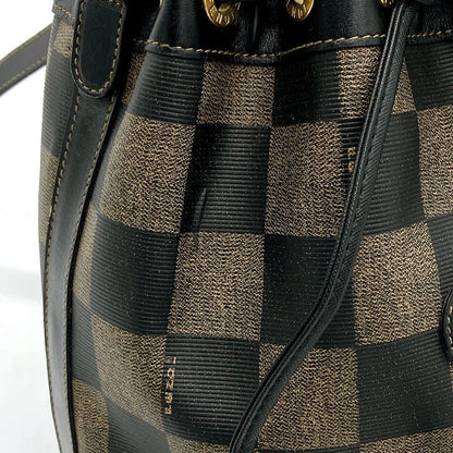 Fendi Shoulder Bag Pecan Pattern Gold Hardware Drawstring Shape PVC Leather
