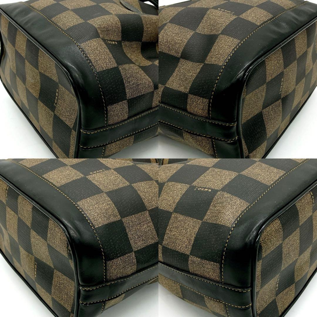 Fendi Shoulder Bag Pecan Pattern Gold Hardware Drawstring Shape PVC Leather