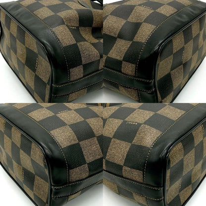 Fendi Shoulder Bag Pecan Pattern Gold Hardware Drawstring Shape PVC Leather