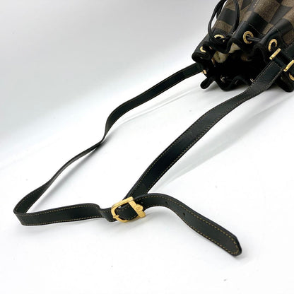 Fendi Shoulder Bag Pecan Pattern Gold Hardware Drawstring Shape PVC Leather