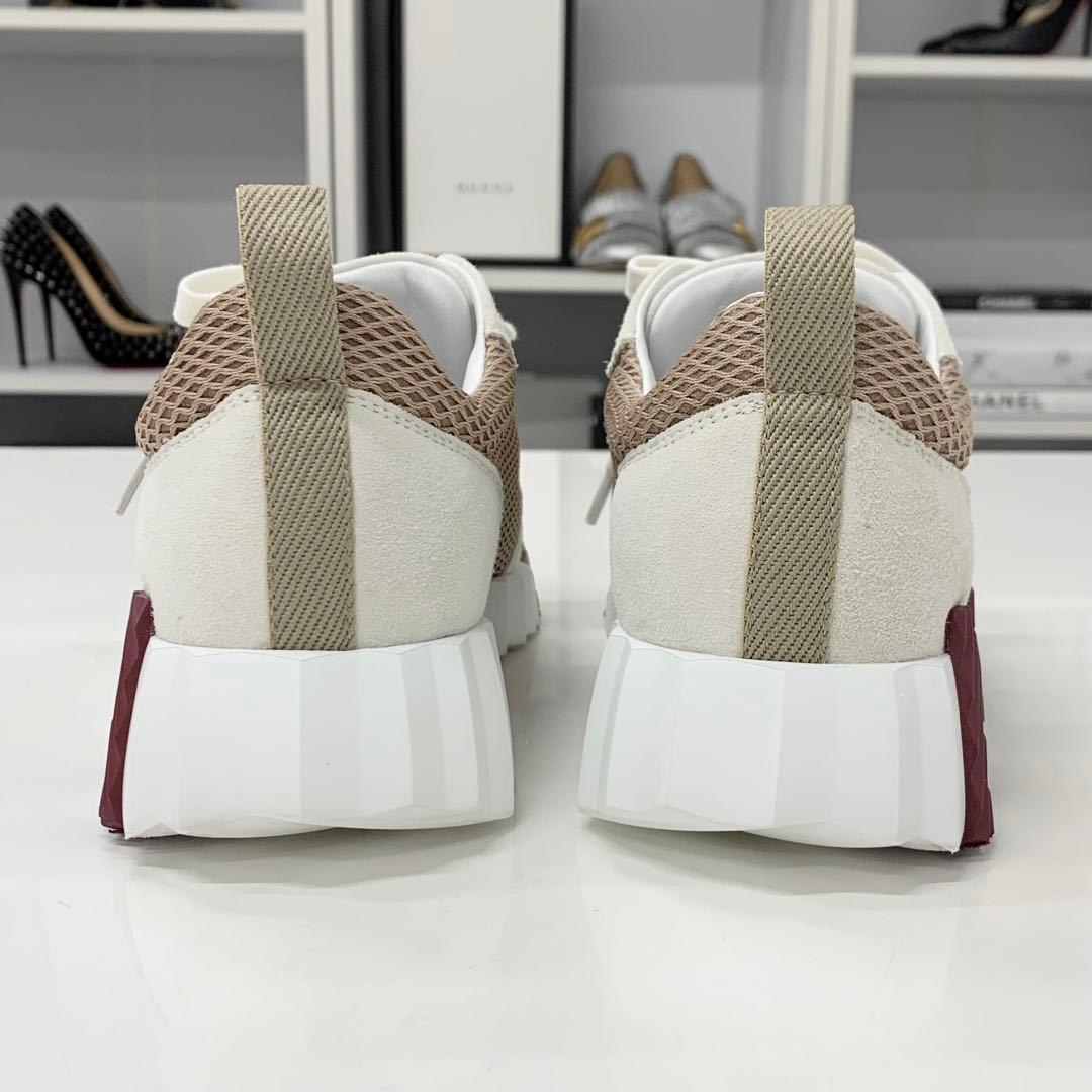 Hermes Bouncing Suede Mesh Sneakers Beige White