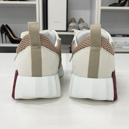 Hermes Bouncing Suede Mesh Sneakers Beige White