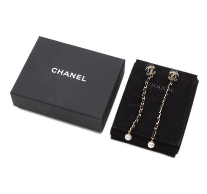 Ultra Chanel Coco Mark Faux Pearl Swing Earrings