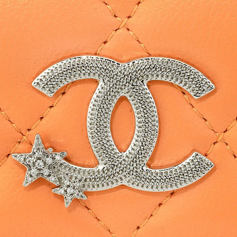 Chanel Petit Portefeuille A Rabat Orange Tri-fold Wallet