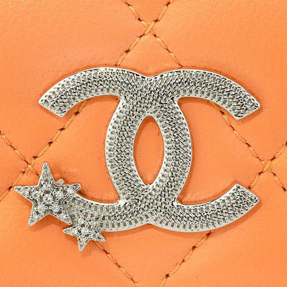 Chanel Petit Portefeuille A Rabat Orange Tri-fold Wallet