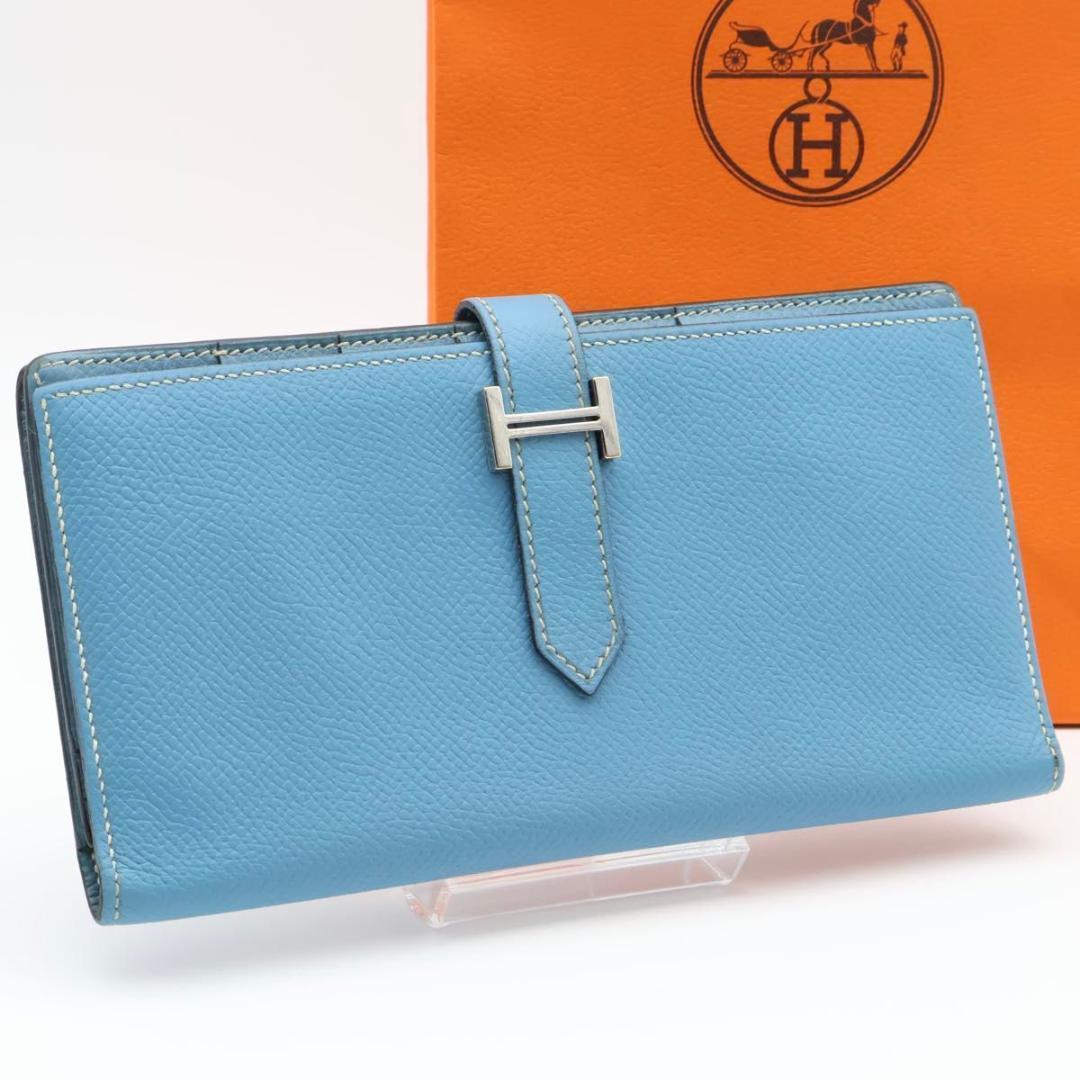 Hermes Bearn Souffle Wallet Blue Jean Veau Epsom