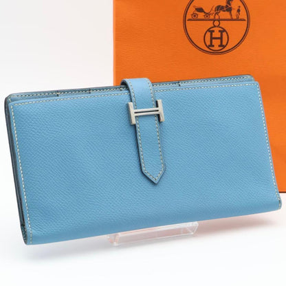 Hermes Bearn Souffle Wallet Blue Jean Veau Epsom