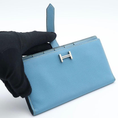 Hermes Bearn Souffle Wallet Blue Jean Veau Epsom — view 2