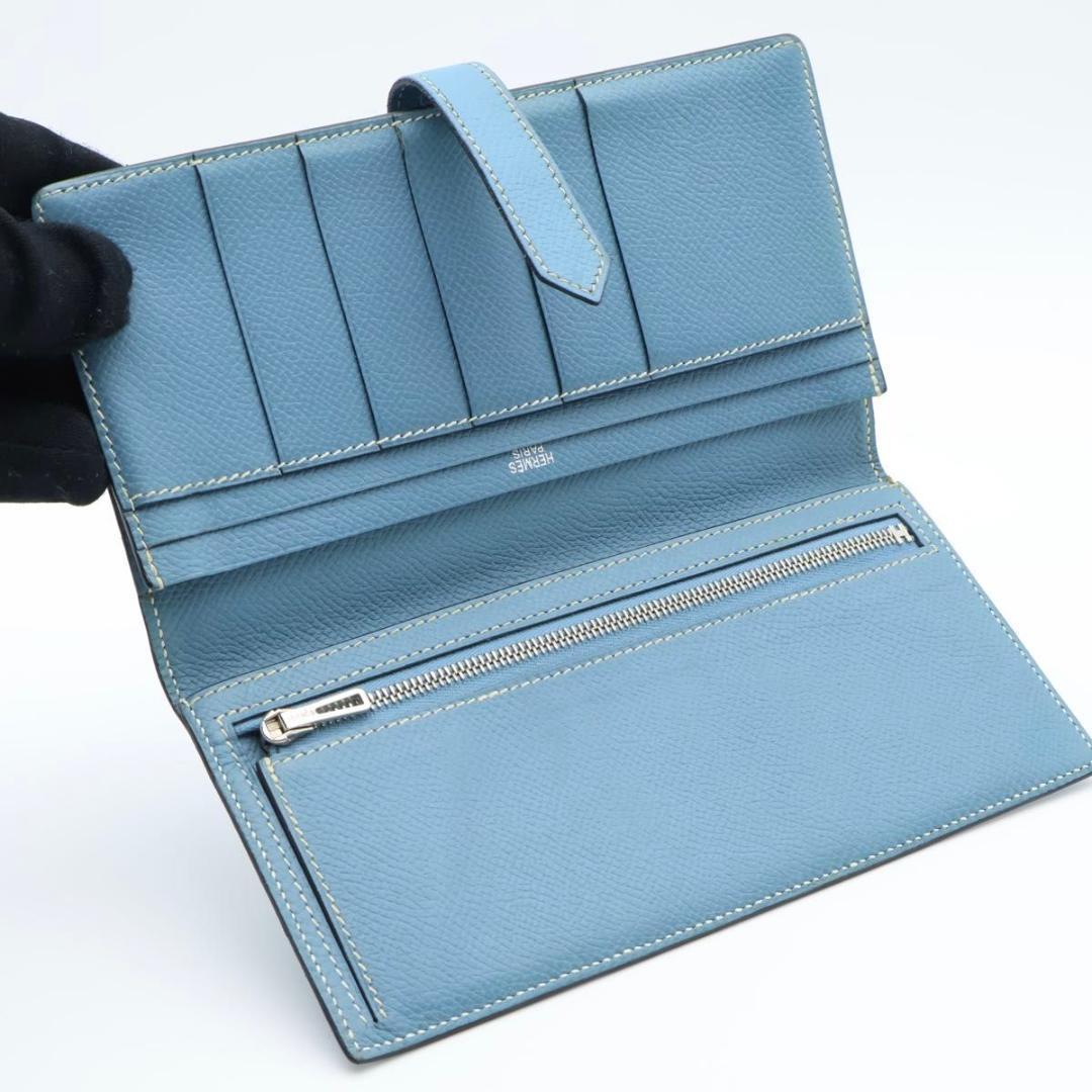 Hermes Bearn Souffle Wallet Blue Jean Veau Epsom — view 3