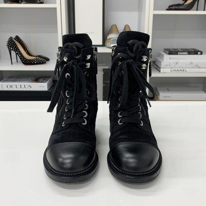 Chanel CC Logo Suede Leather Quilted Short Boots — view 4