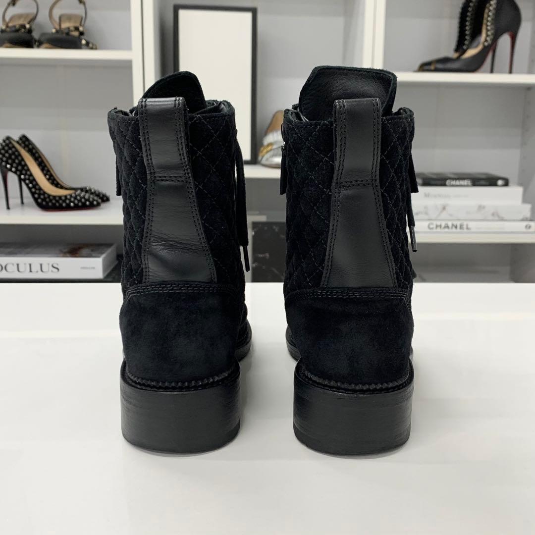 Chanel CC Logo Suede Leather Quilted Short Boots — view 6