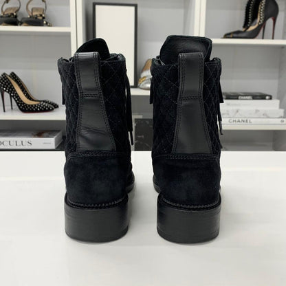 Chanel CC Logo Suede Leather Quilted Short Boots — view 6