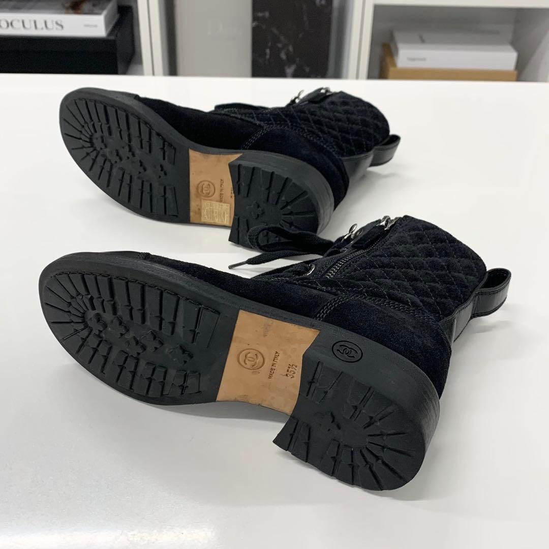 Chanel CC Logo Suede Leather Quilted Short Boots — view 7