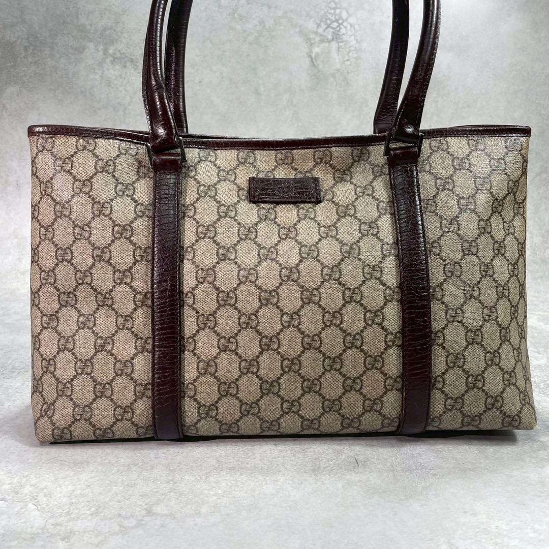 Gucci GG Tote Brown Beige Logo Leather — view 2