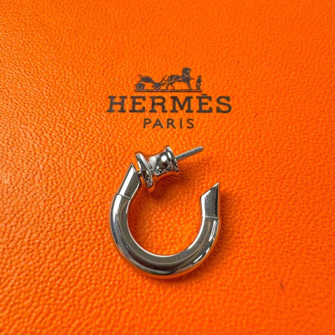 Hermes Clog Single Earrings Metal Silver