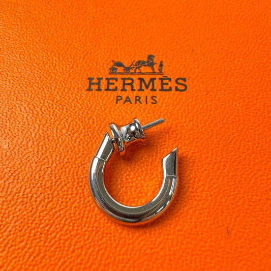 Hermes Clog Single Earrings Metal Silver
