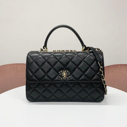 Chanel Top Handle CC Logo Quilted Lambskin
