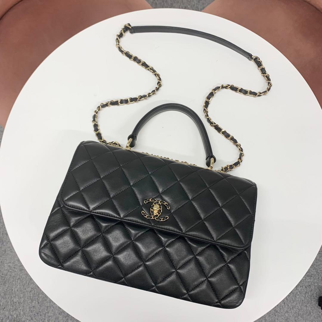 Chanel Top Handle CC Logo Quilted Lambskin — view 5
