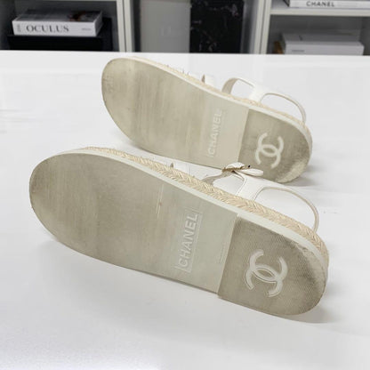 Chanel CC Logo Leather Gladiator Espadrille Sandals — view 7
