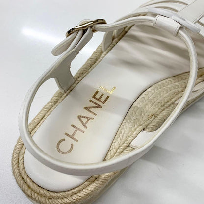 Chanel CC Logo Leather Gladiator Espadrille Sandals — view 8