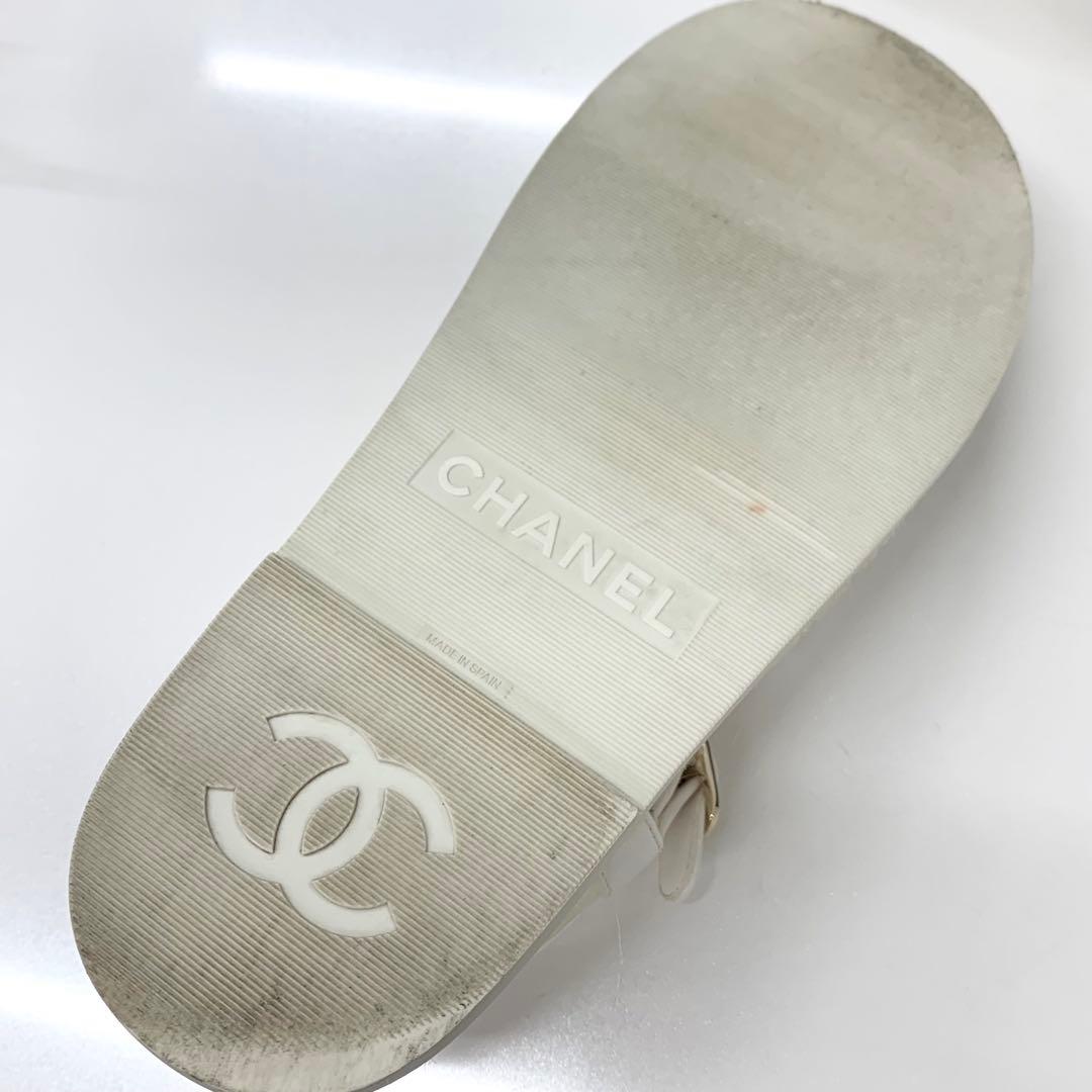 Chanel CC Logo Leather Gladiator Espadrille Sandals — view 9