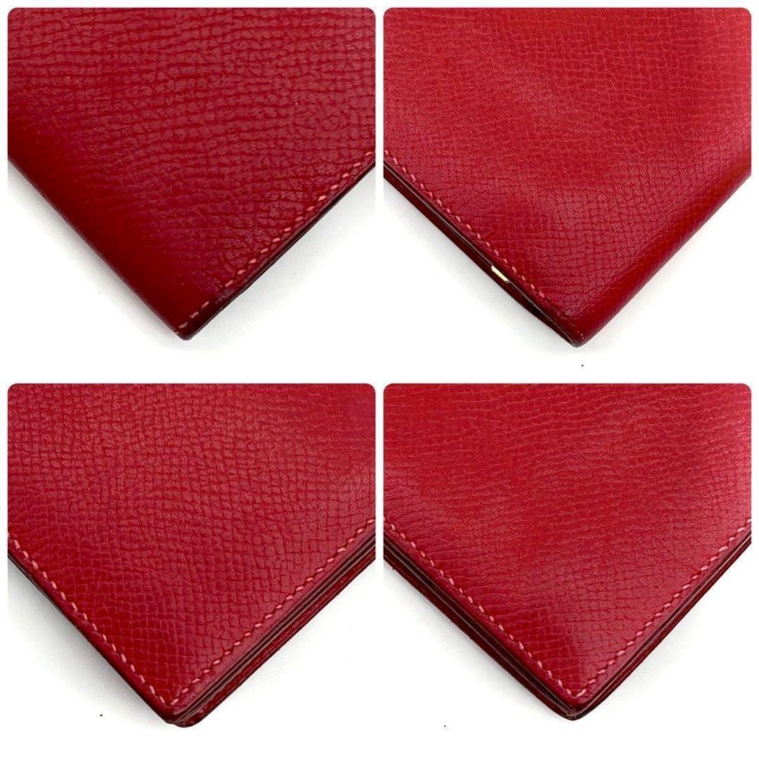 Hermes Bearn Souffle Red Fold Wallet Bifold Leather — view 8