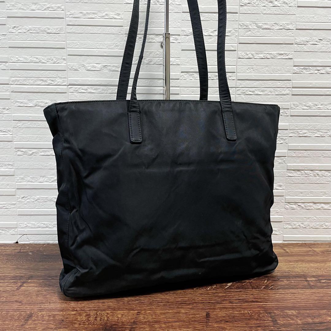 Prada Nylon Triangle Plate Logo Shoulder Tote Black — view 3