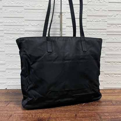 Prada Nylon Triangle Plate Logo Shoulder Tote Black — view 3